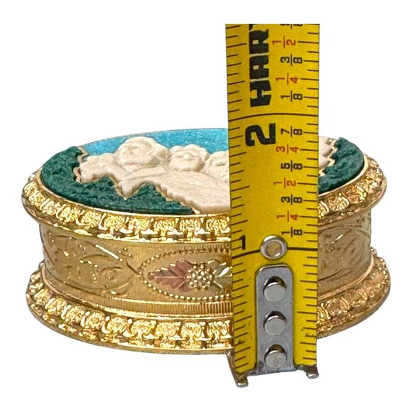 Black Hills Gold Mount Rushmore Oval Trinket Jewelry Box RARE Inlaid Gemstones - Picture 5 of 13
